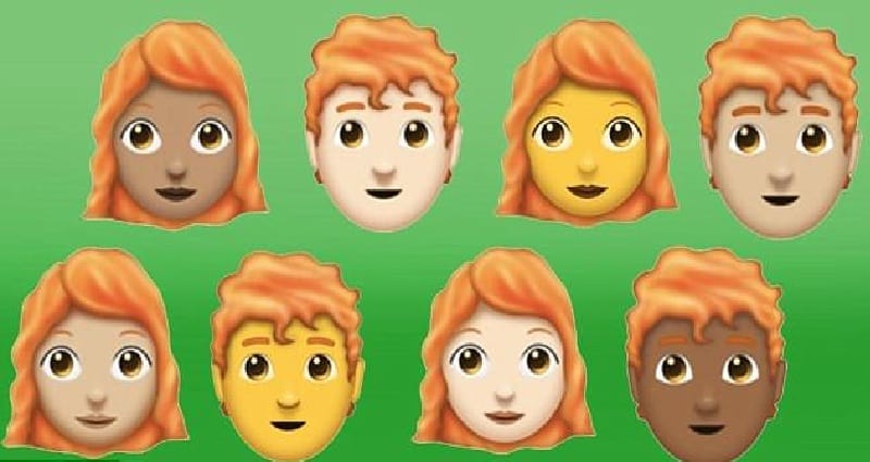 Emoji si rambut merah di smartphone, hapus diskriminasi