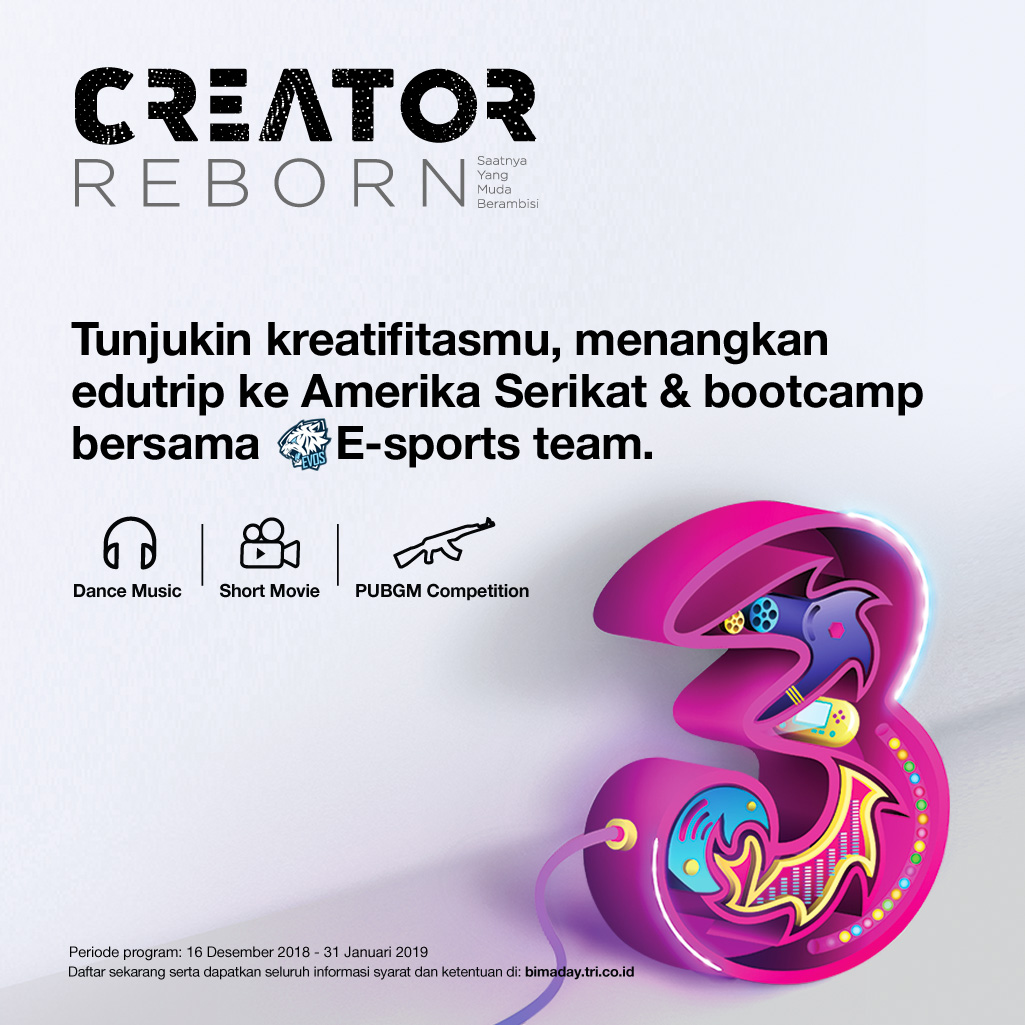 Kompetisi Creator Reborn dari operator Tri untuk creator dan gamers