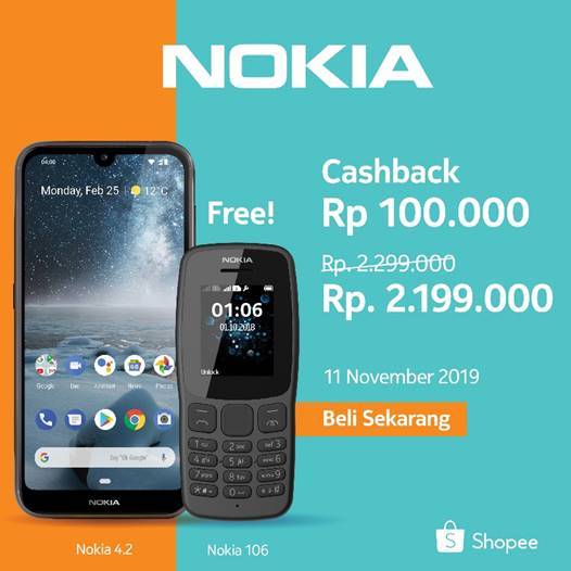 Promo seru 11.11 hari ini di Shopee, Nokia 4.2 ada NFC-nya!