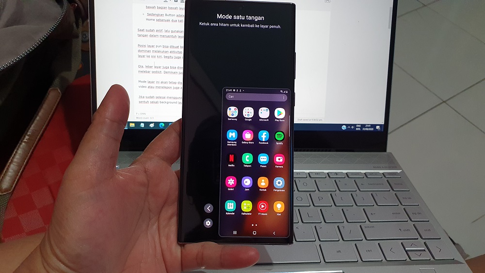 Cara Operasikan Galaxy Note20 dengan Satu Tangan, One Handed Mode
