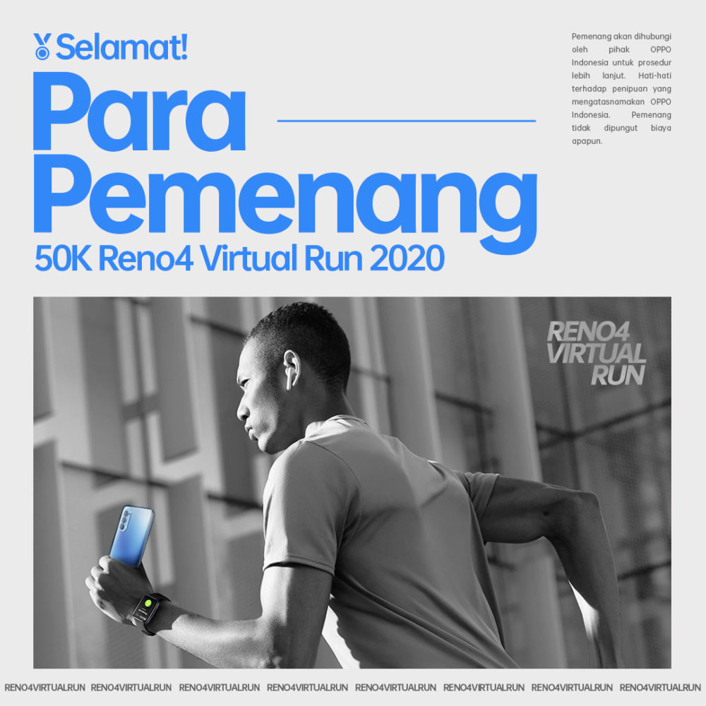 OPPO Umumkan Pemenang Reno4 Virtual Run