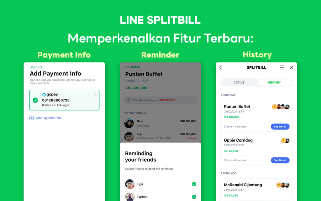 LINE SPLITBILL Kenalkan Fitur Terbaru, Payment Info, Reminder, dan History